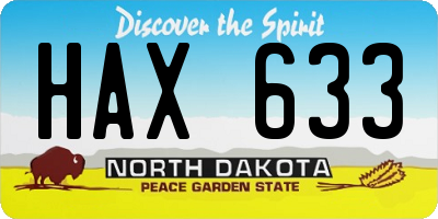 ND license plate HAX633