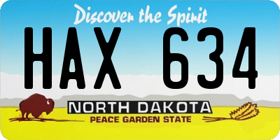 ND license plate HAX634