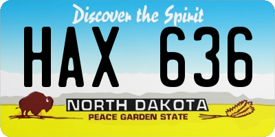 ND license plate HAX636