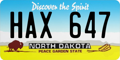 ND license plate HAX647