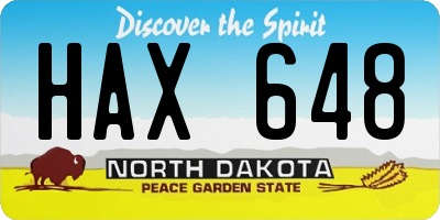 ND license plate HAX648