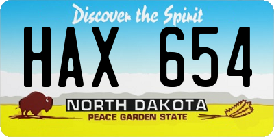 ND license plate HAX654