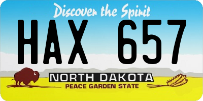 ND license plate HAX657