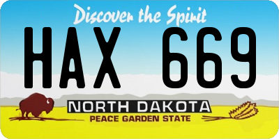 ND license plate HAX669