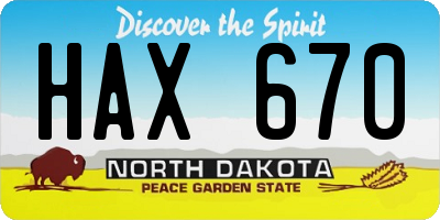 ND license plate HAX670