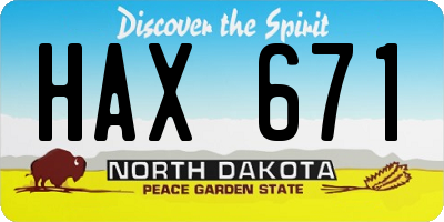 ND license plate HAX671