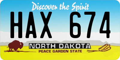 ND license plate HAX674