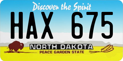 ND license plate HAX675