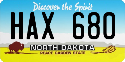 ND license plate HAX680