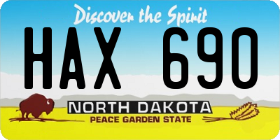 ND license plate HAX690