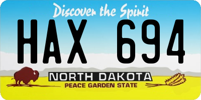 ND license plate HAX694