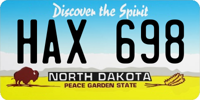 ND license plate HAX698