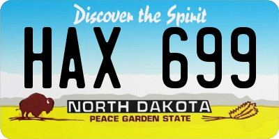 ND license plate HAX699