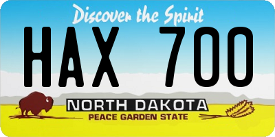 ND license plate HAX700