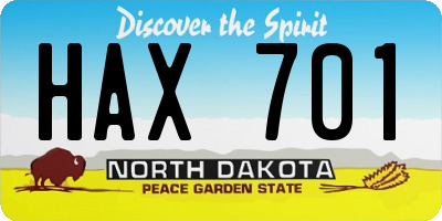 ND license plate HAX701