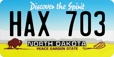 ND license plate HAX703