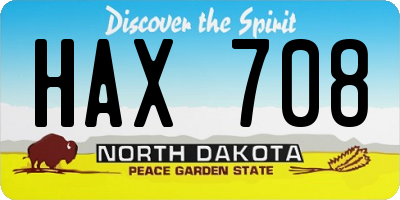 ND license plate HAX708