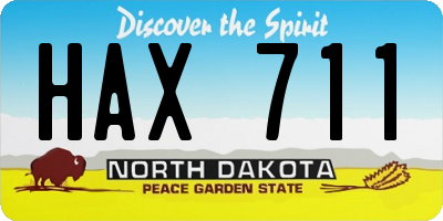 ND license plate HAX711