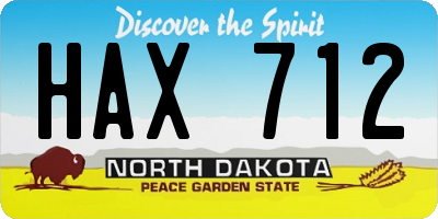 ND license plate HAX712