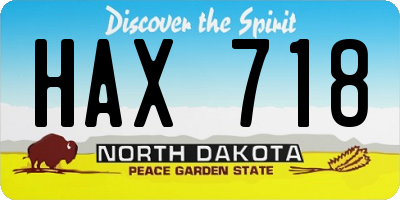 ND license plate HAX718