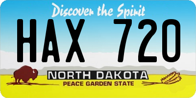 ND license plate HAX720