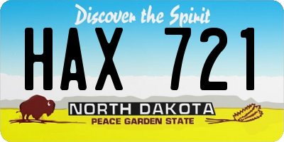 ND license plate HAX721