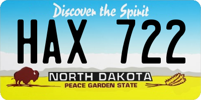 ND license plate HAX722