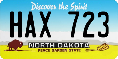 ND license plate HAX723