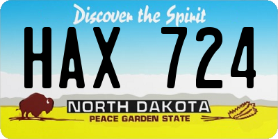 ND license plate HAX724