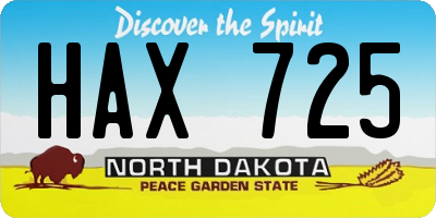 ND license plate HAX725