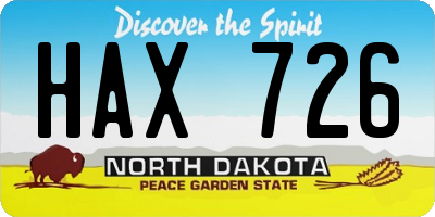 ND license plate HAX726