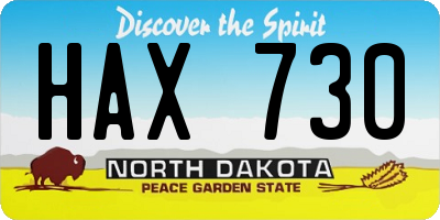 ND license plate HAX730