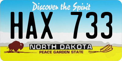 ND license plate HAX733