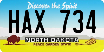 ND license plate HAX734