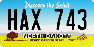 ND license plate HAX743