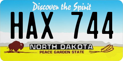 ND license plate HAX744