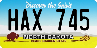 ND license plate HAX745