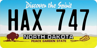 ND license plate HAX747