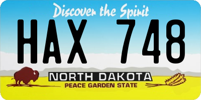 ND license plate HAX748