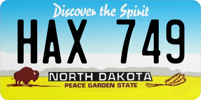 ND license plate HAX749