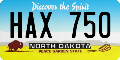 ND license plate HAX750