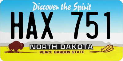 ND license plate HAX751