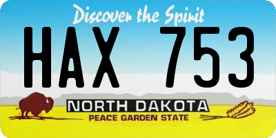 ND license plate HAX753