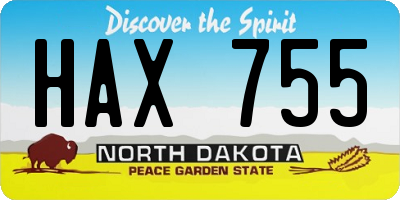 ND license plate HAX755