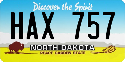 ND license plate HAX757