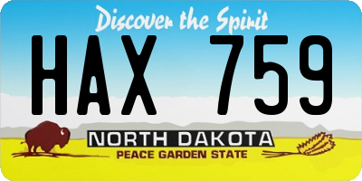 ND license plate HAX759