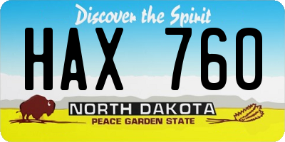 ND license plate HAX760