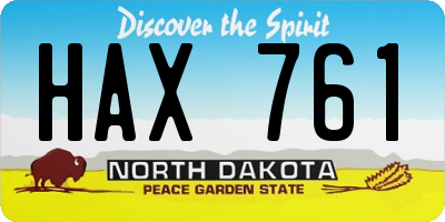 ND license plate HAX761