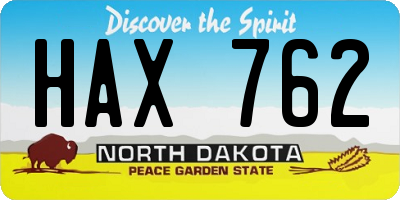 ND license plate HAX762