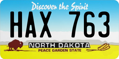 ND license plate HAX763